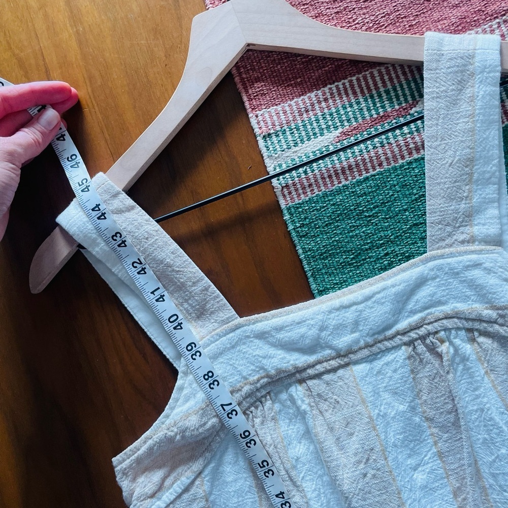 Anthropologie Maeve Neutral Tan & Cream Stripe Midi Dress - Picture 12 of 12
